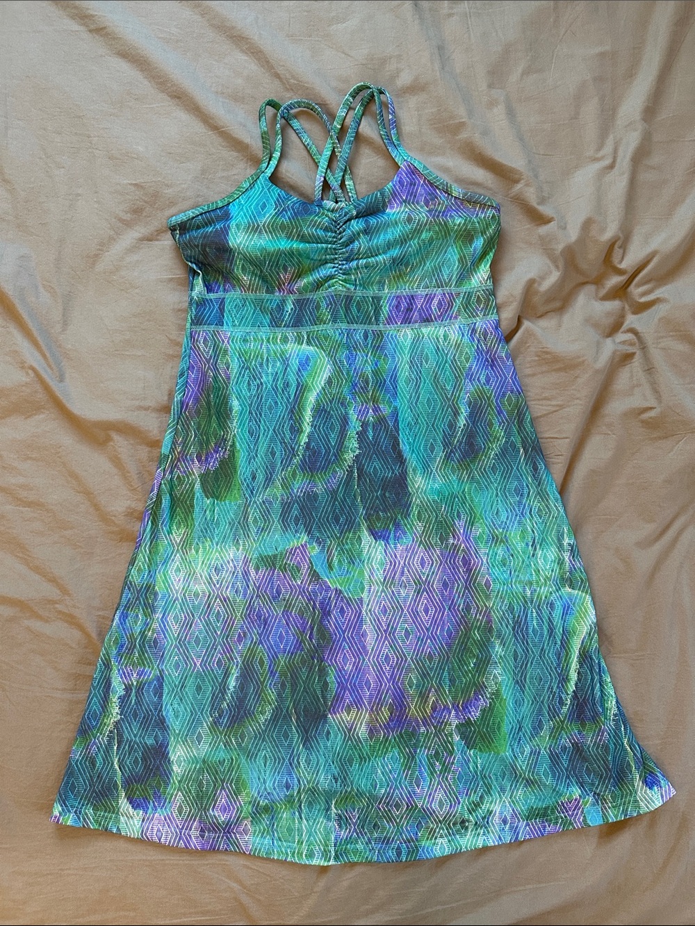 Marmot Green Blue Purple Patterned Midi Dress